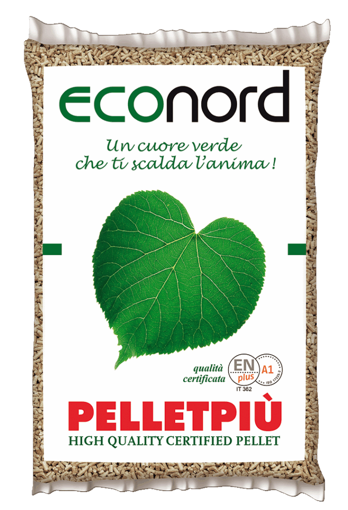 Confezione Pellet Più Econord certificato ENplus A1 fronte